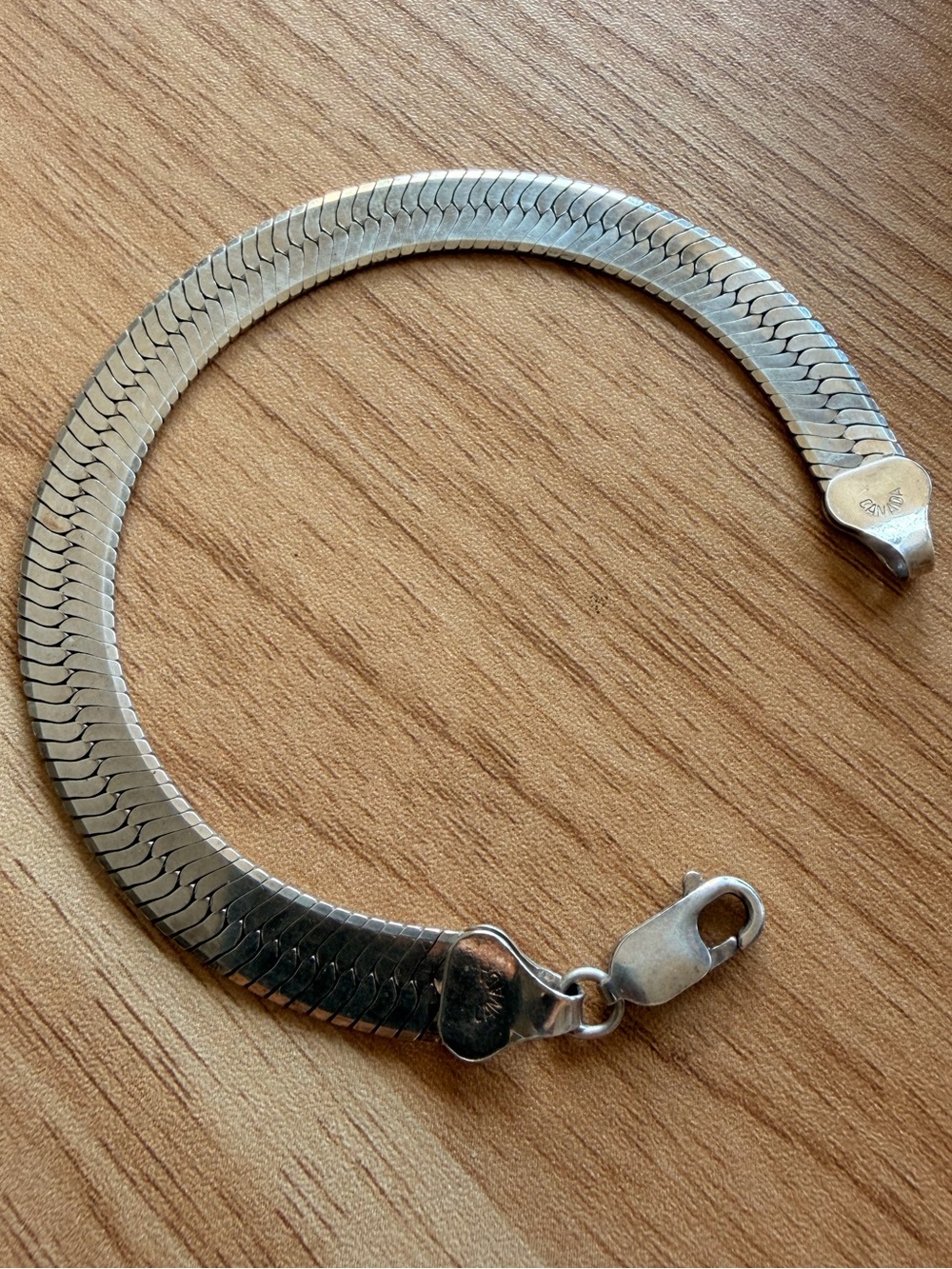 Vintage Sterling Silver Herringbone Bracelet - 7 inches